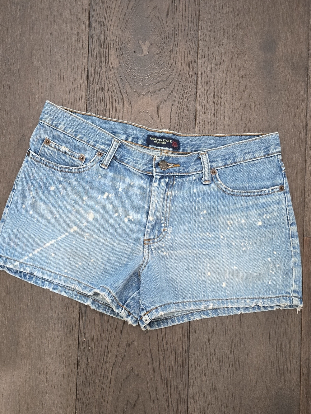 Vintage American Eagle Outfitters Denim Jean Shorts with White Bleach Splatter